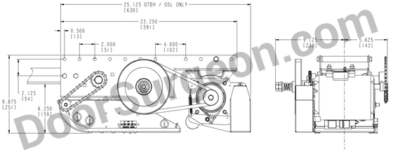 OTBH commercial threequarter horsepower trolley overhead garage door opener schematic Edmonton South.