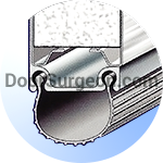 Door Surgeon Thermatech flexible PVC weather seal with adjustable aluminum retainers.