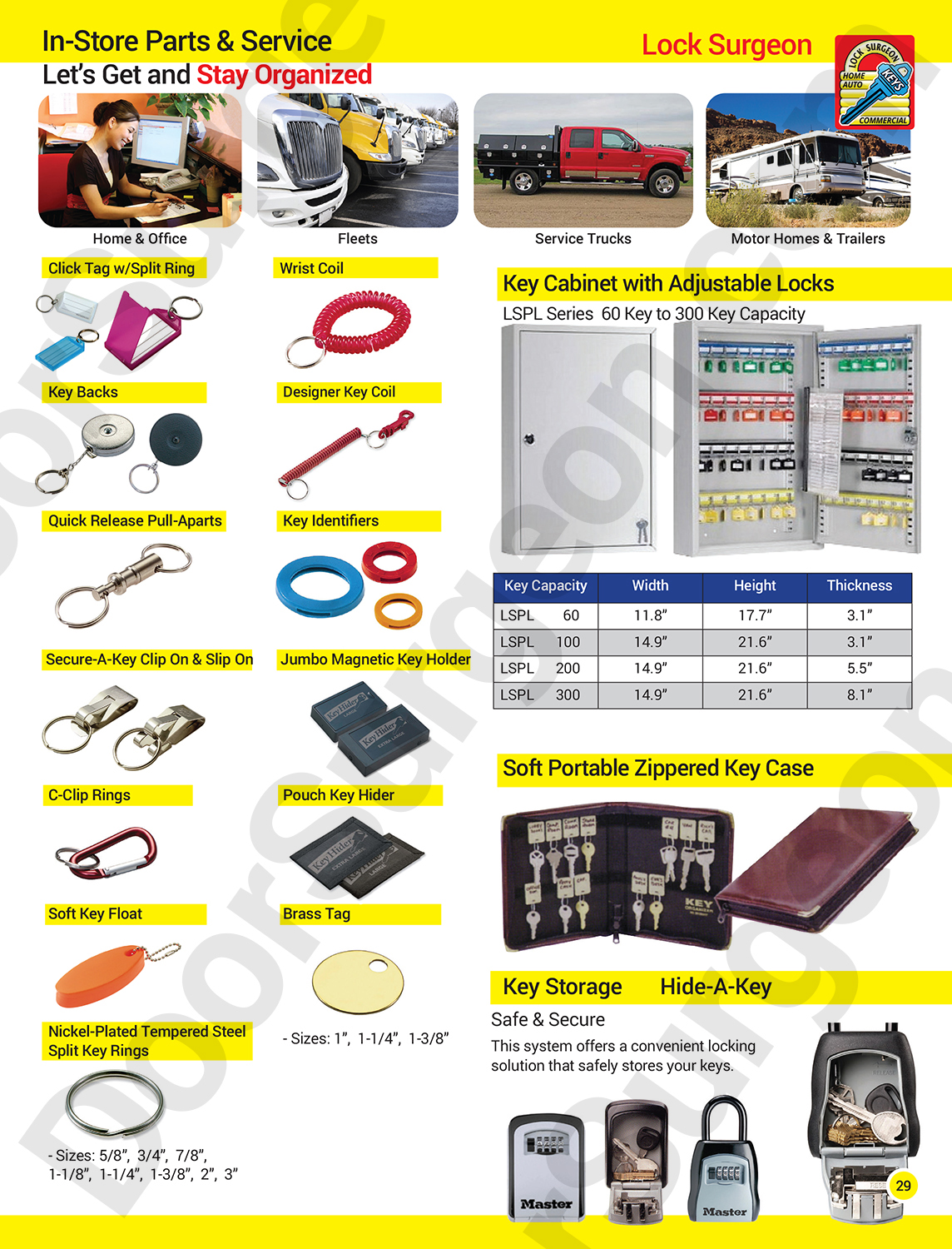 In-store producst to help you stay organized click tags wrist coils key backs key identifiers.