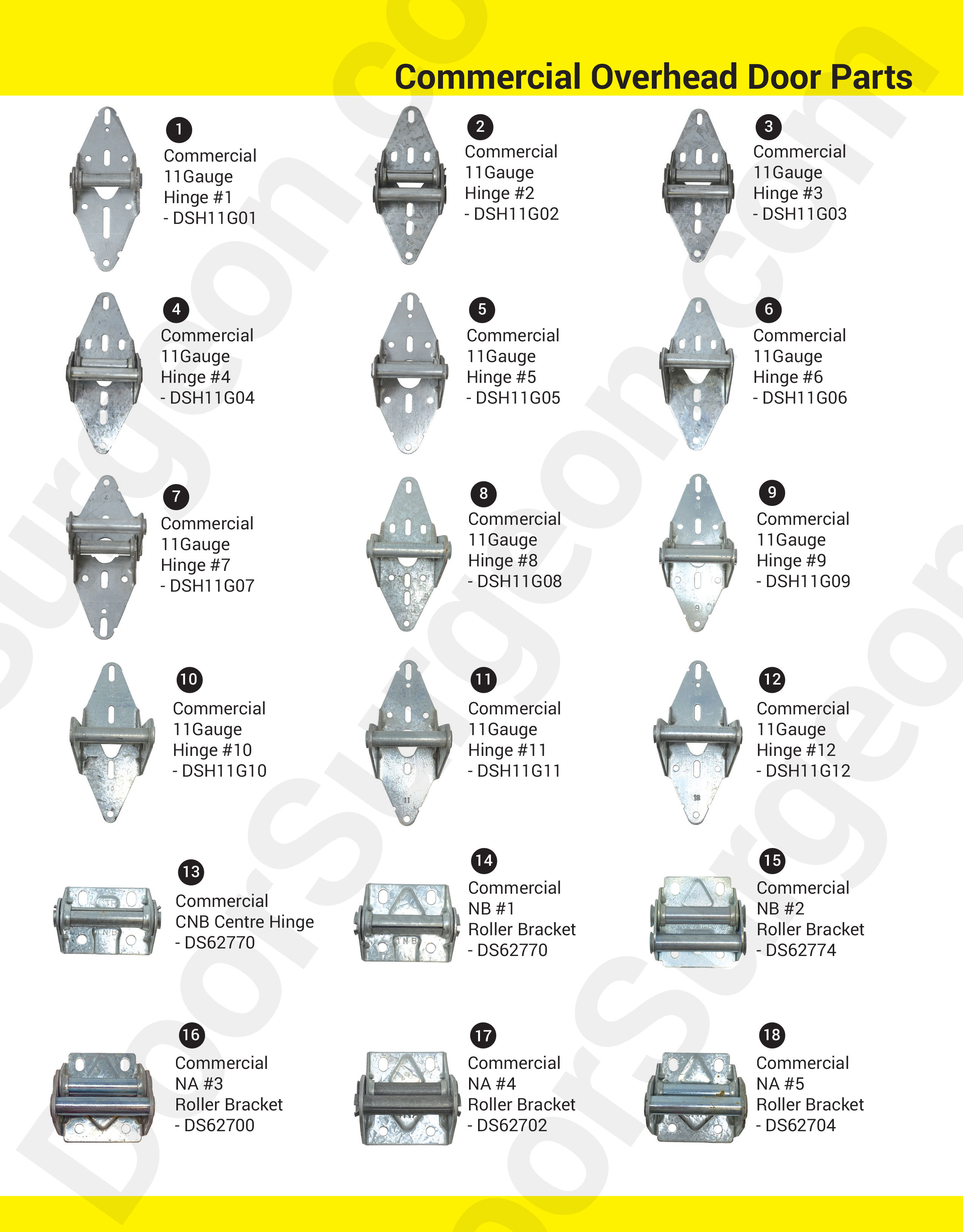 Door Surgeon replacement parts for commercial overhead doors sale and installations.