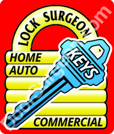 Door Surgeon and Lock Surgeon padlock logo.