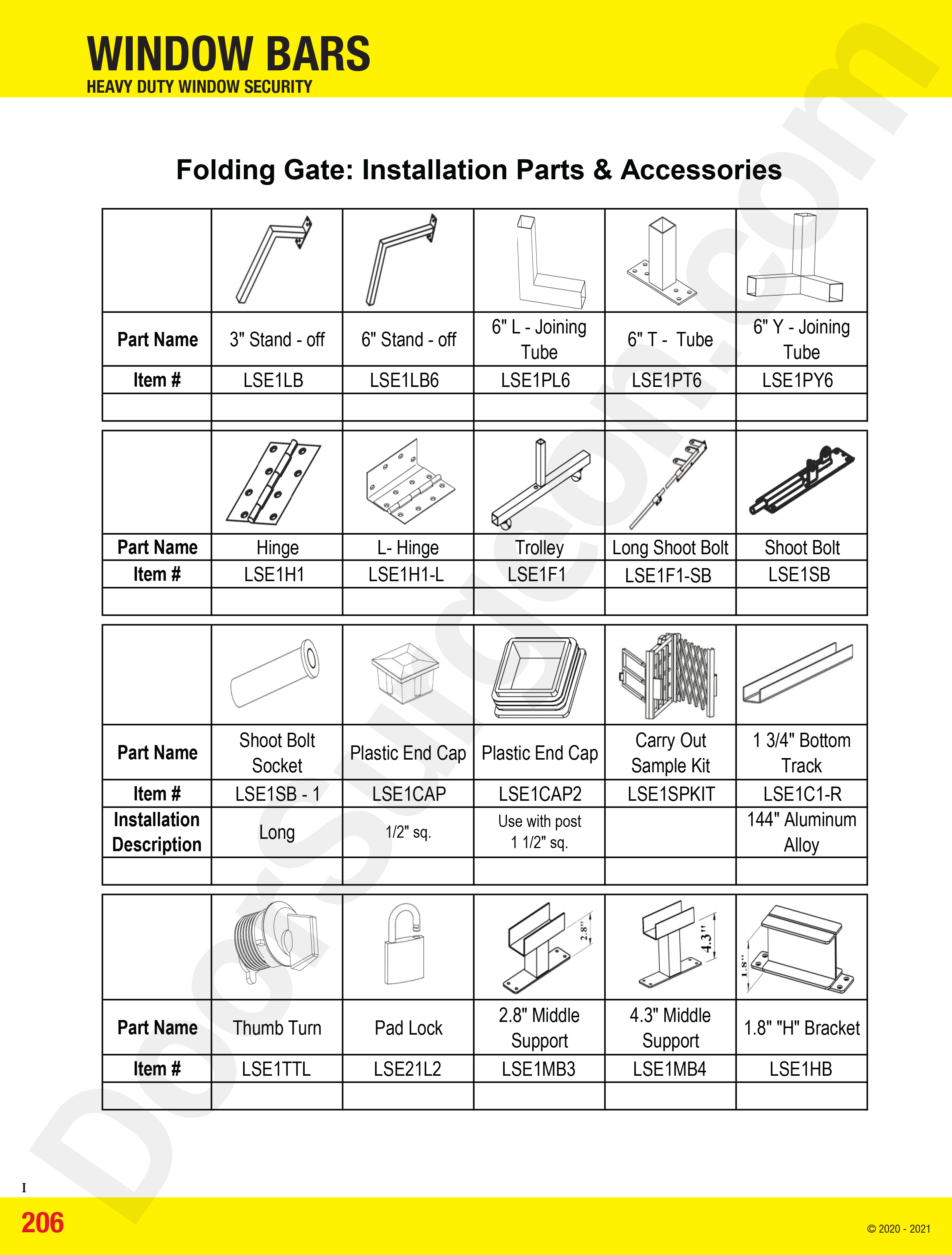 Window Bars-Folding Gate-Installation Parts and Accessories-Heavy Duty Window Security