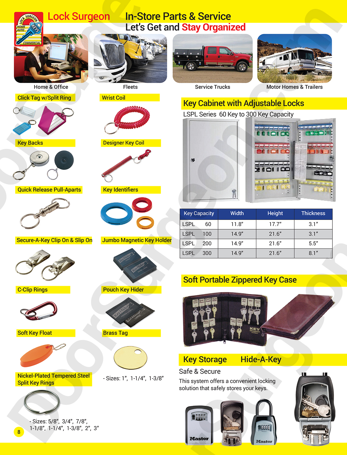 Door Surgeon carry a variety of key organizational products click tags wrist coils key identifiers.