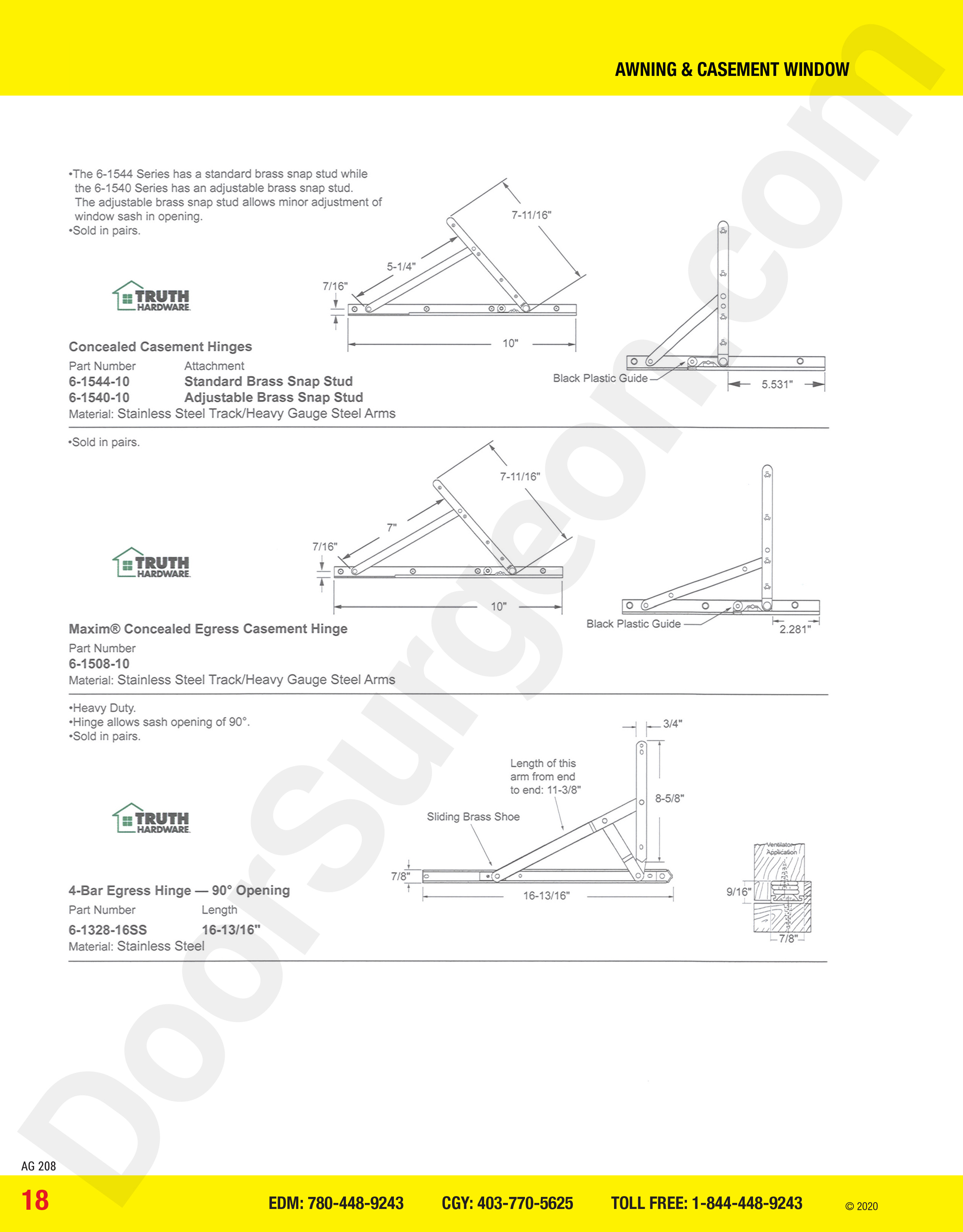 awning and casement window parts for maxim hinges