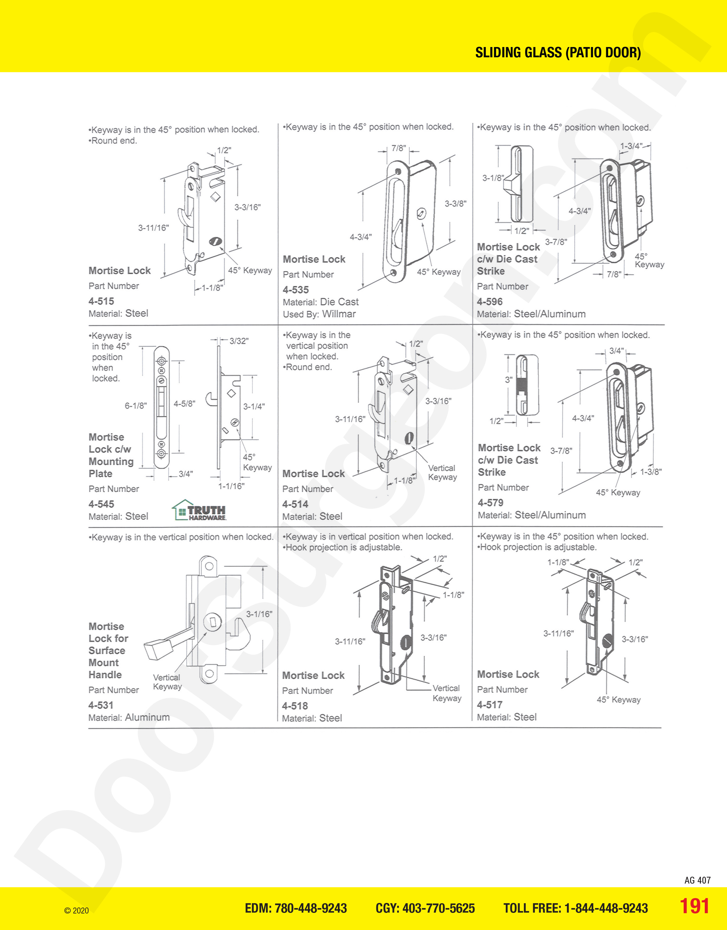 Sliding Glass and Patio Door mortise locks