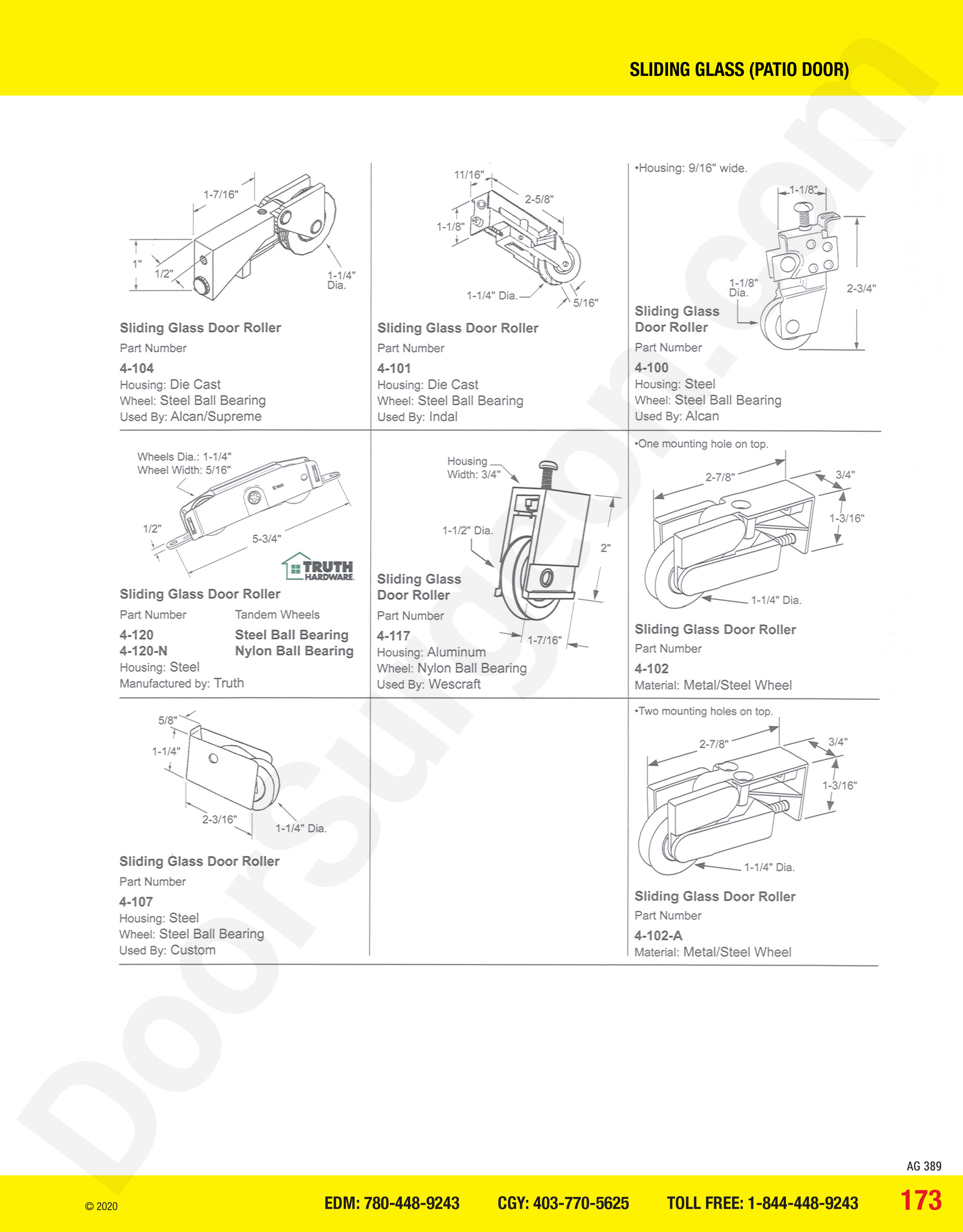 Sliding Glass and Patio Door rollers