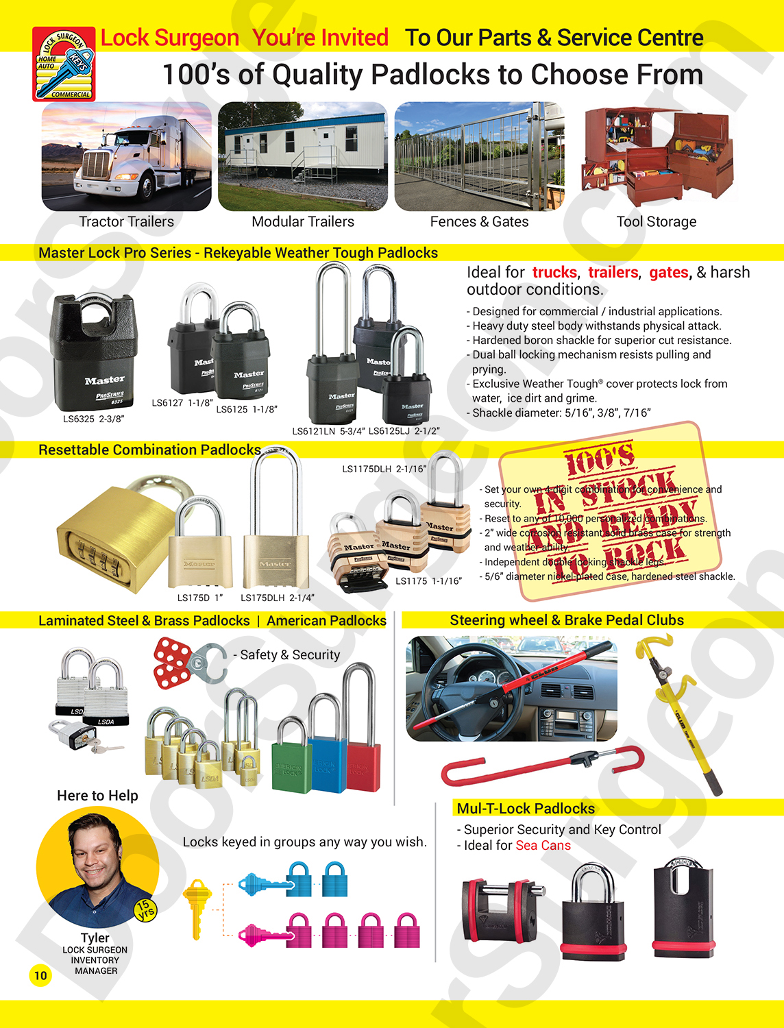 Master lock and American lock high security heavy duty padlocks for commercial and industrial use.