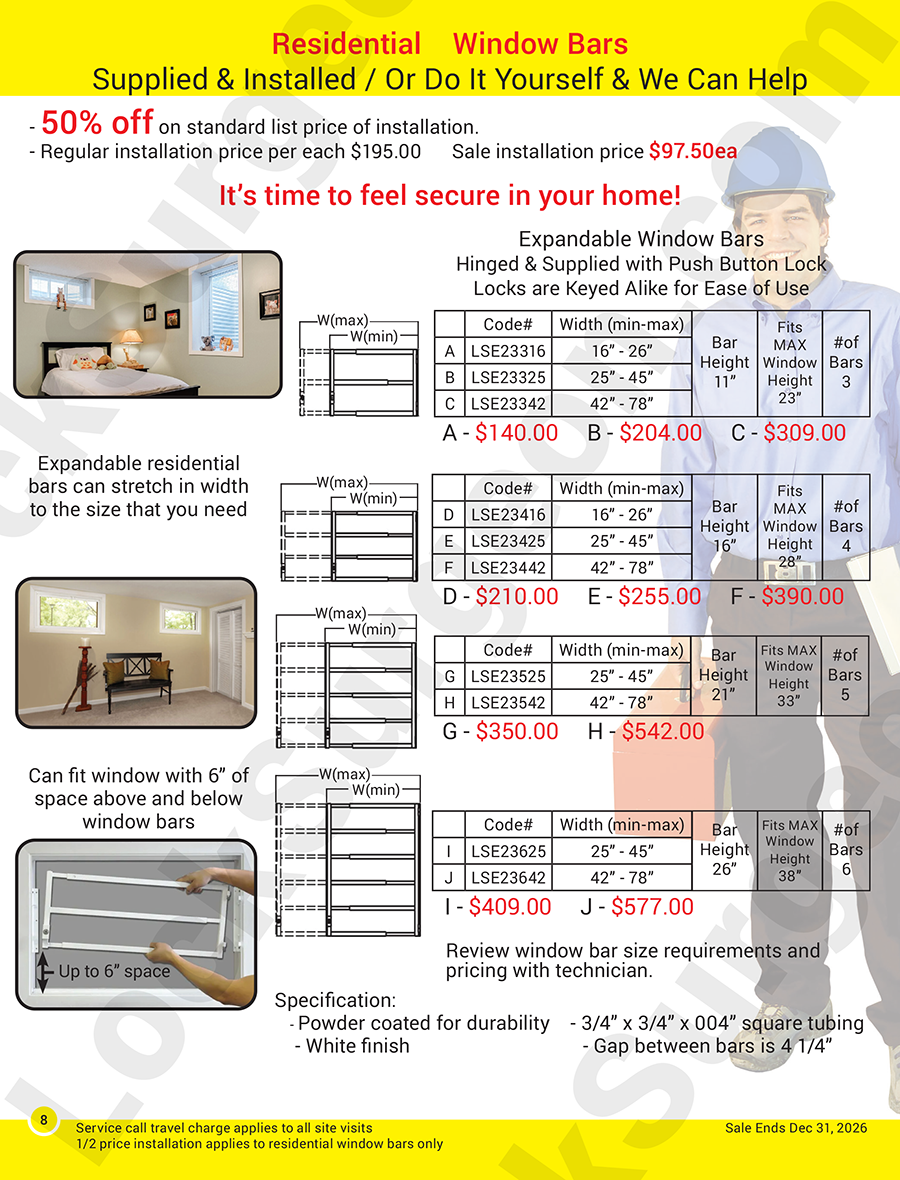 Home & business lock & door repair security hardware always mobile service vans expert installs.