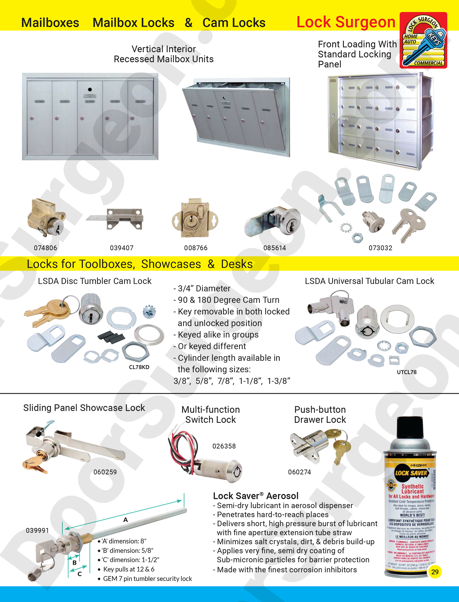 Mailbox units mailbox locks cam locks showcase and drawer locks switch locks.