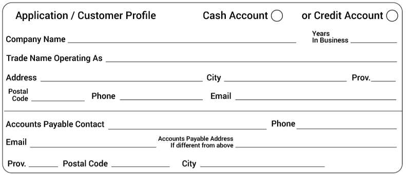 Lock Surgeon cash and credit account application form