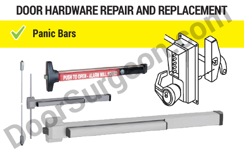 Door hardware replacement panic bars.