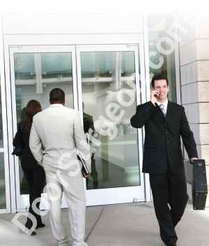 properly working glass aluminum storefront commercial entry doors.