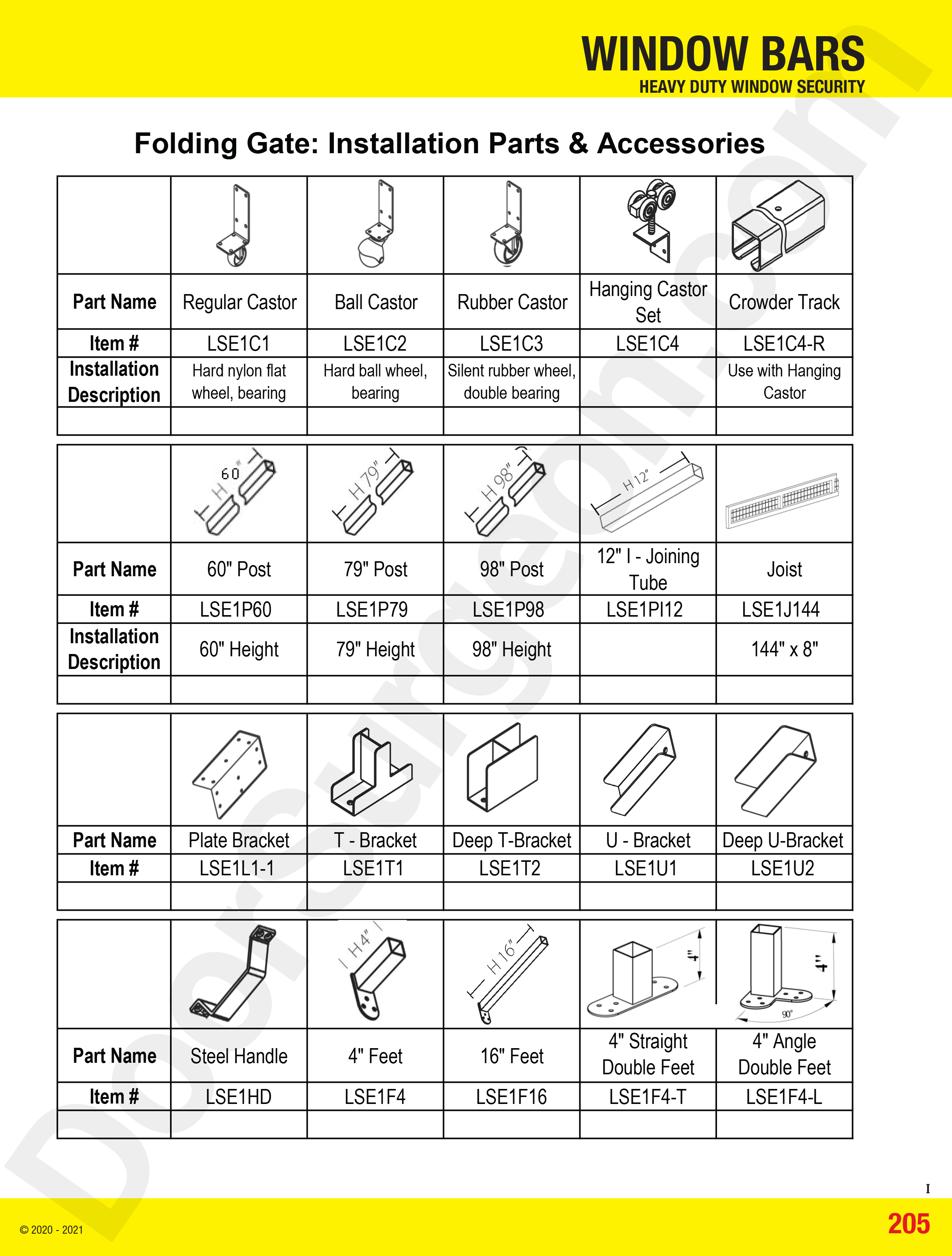 Window Bars-Folding Gates-Installation Parts and Accessories