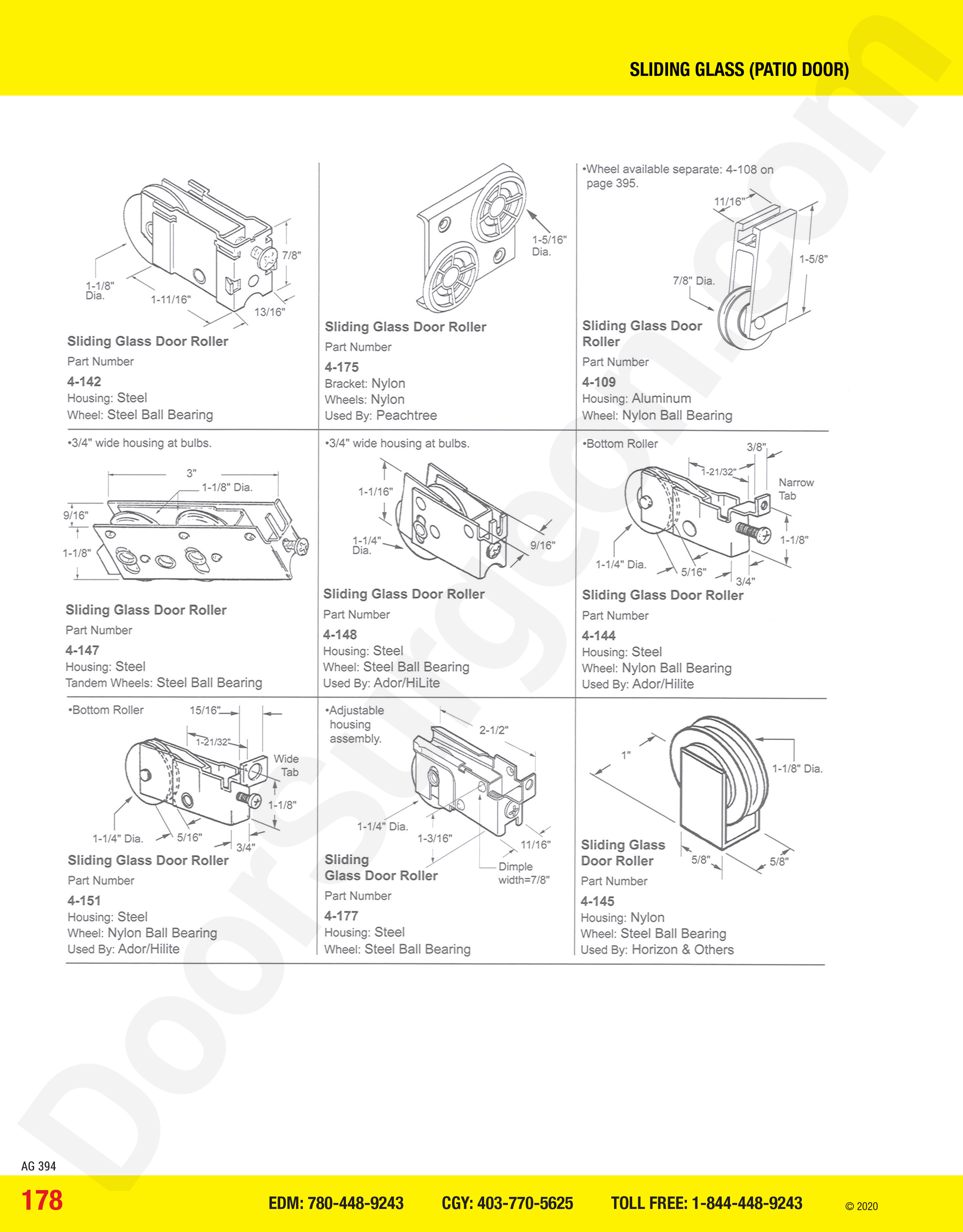 Sliding Glass and Patio Door rollers