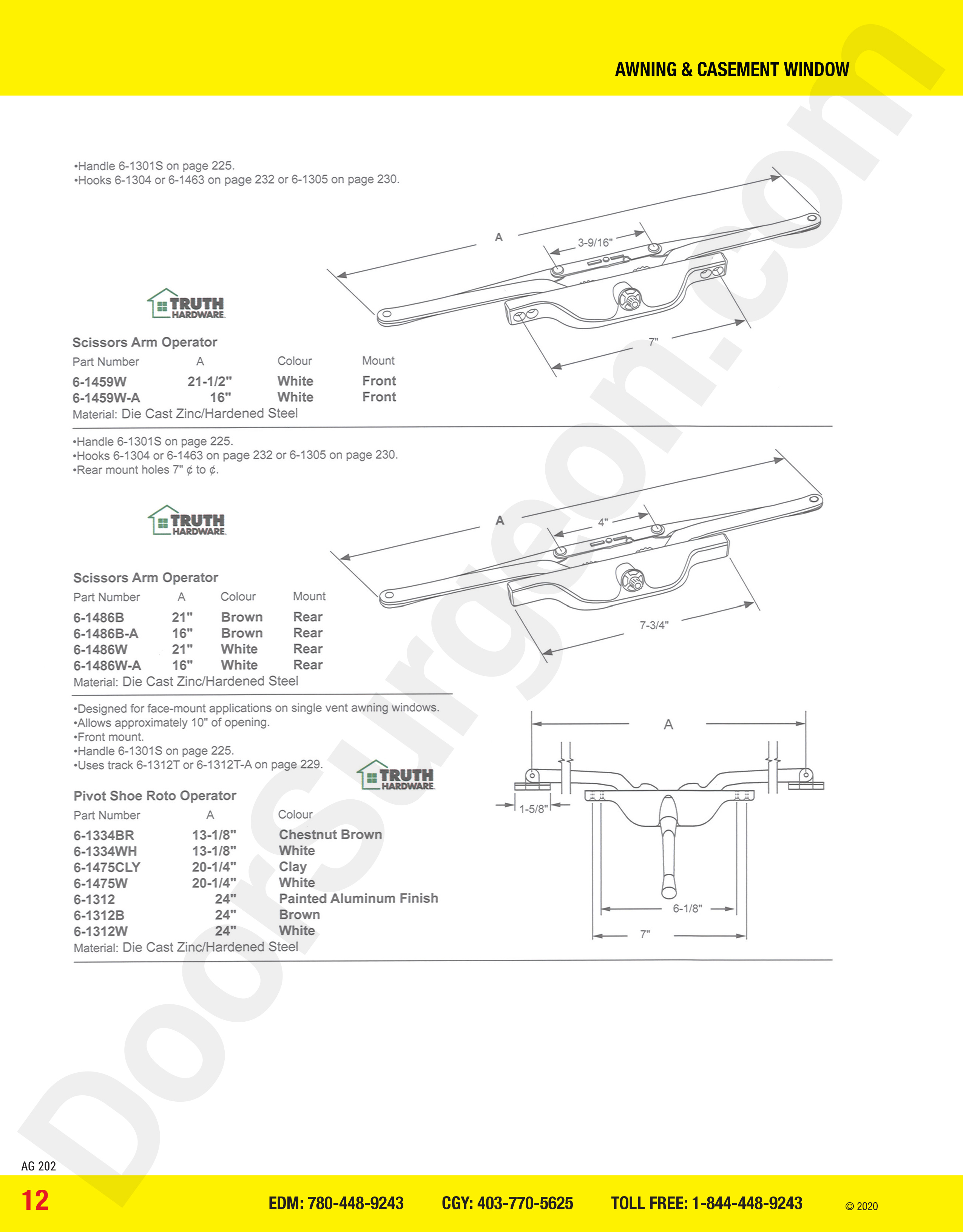 awning and casement window parts for ellipse operators