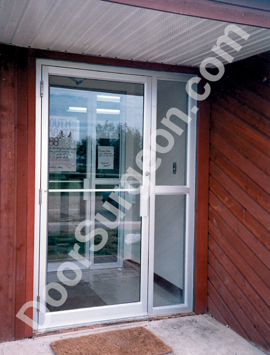 apartment entry doors and vestibules, storefront doors.