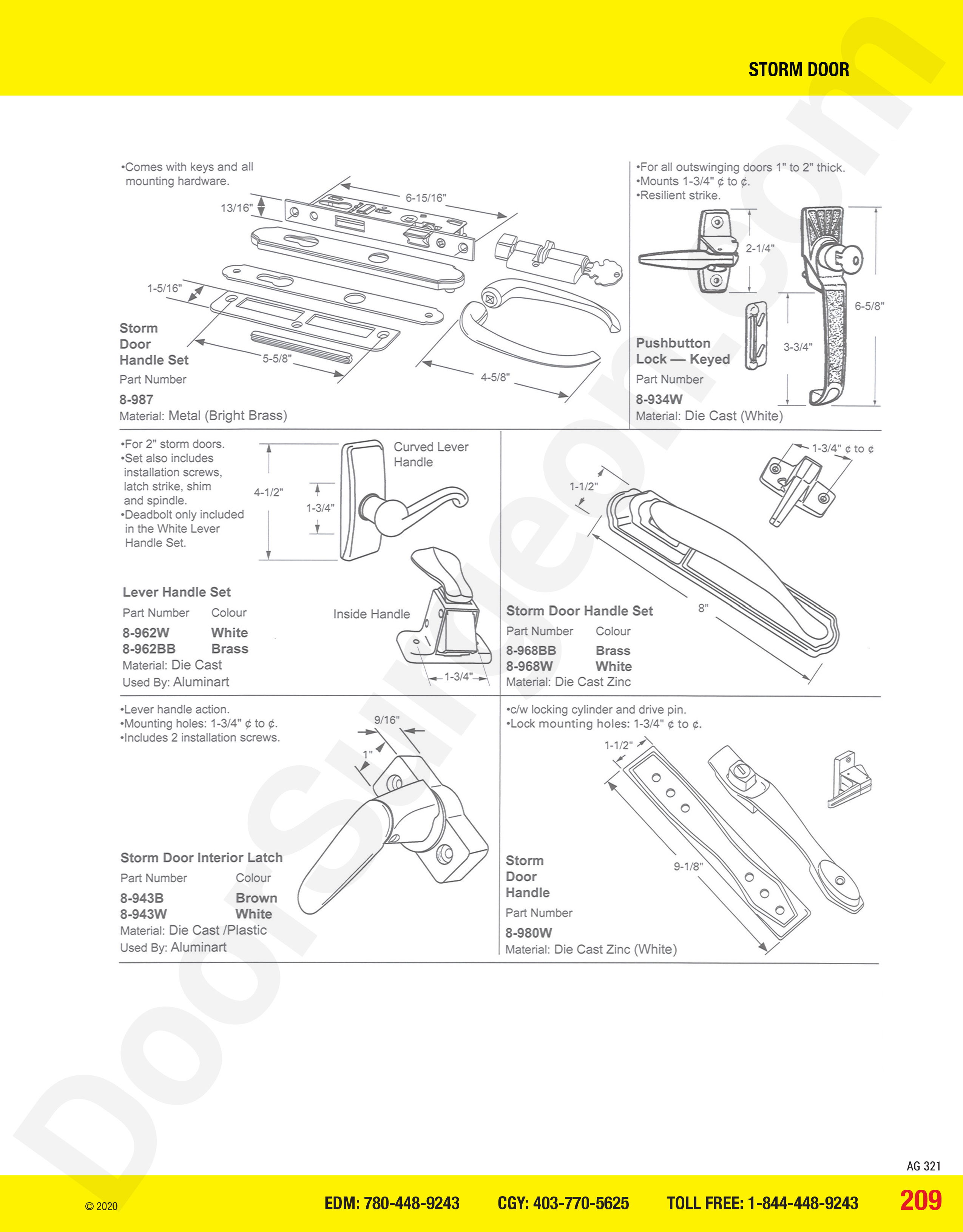 Storm Door handle sets