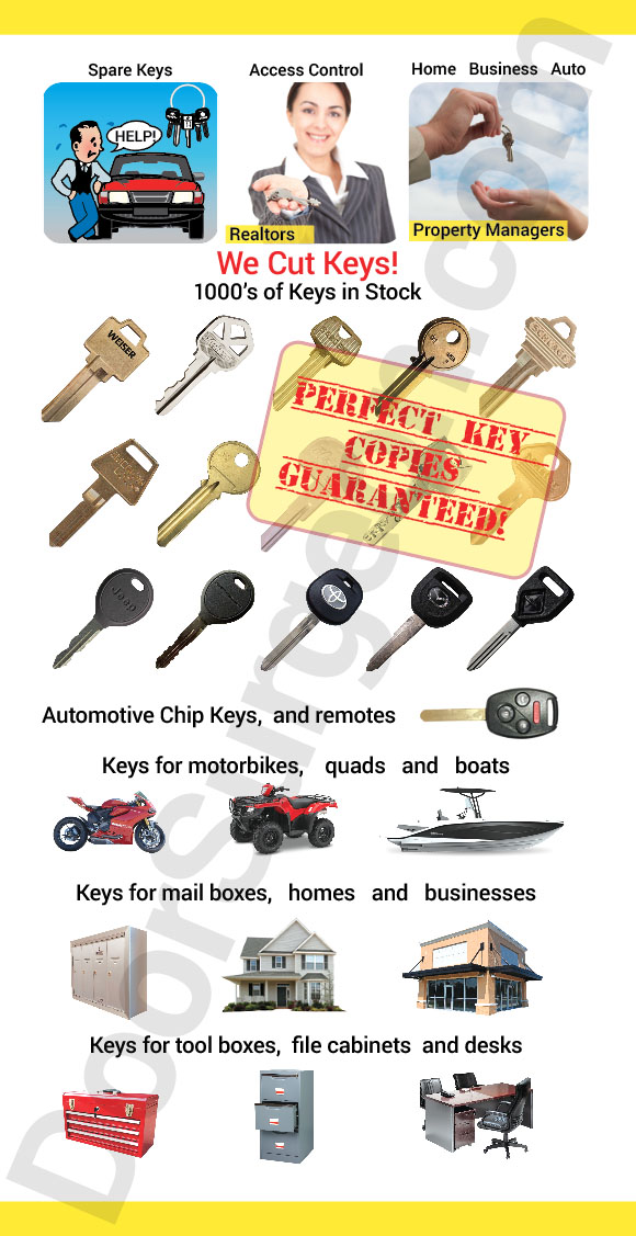 Door Surgeon cut copy a duplicate keys of all kinds for home and automotive.