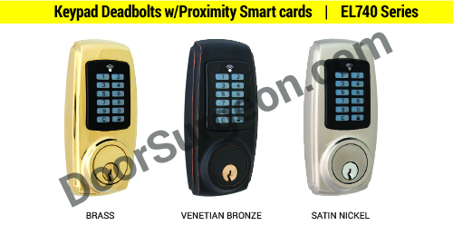 Keypad deadbolts proximity cards keyed and keyless entry systems for residential doors.