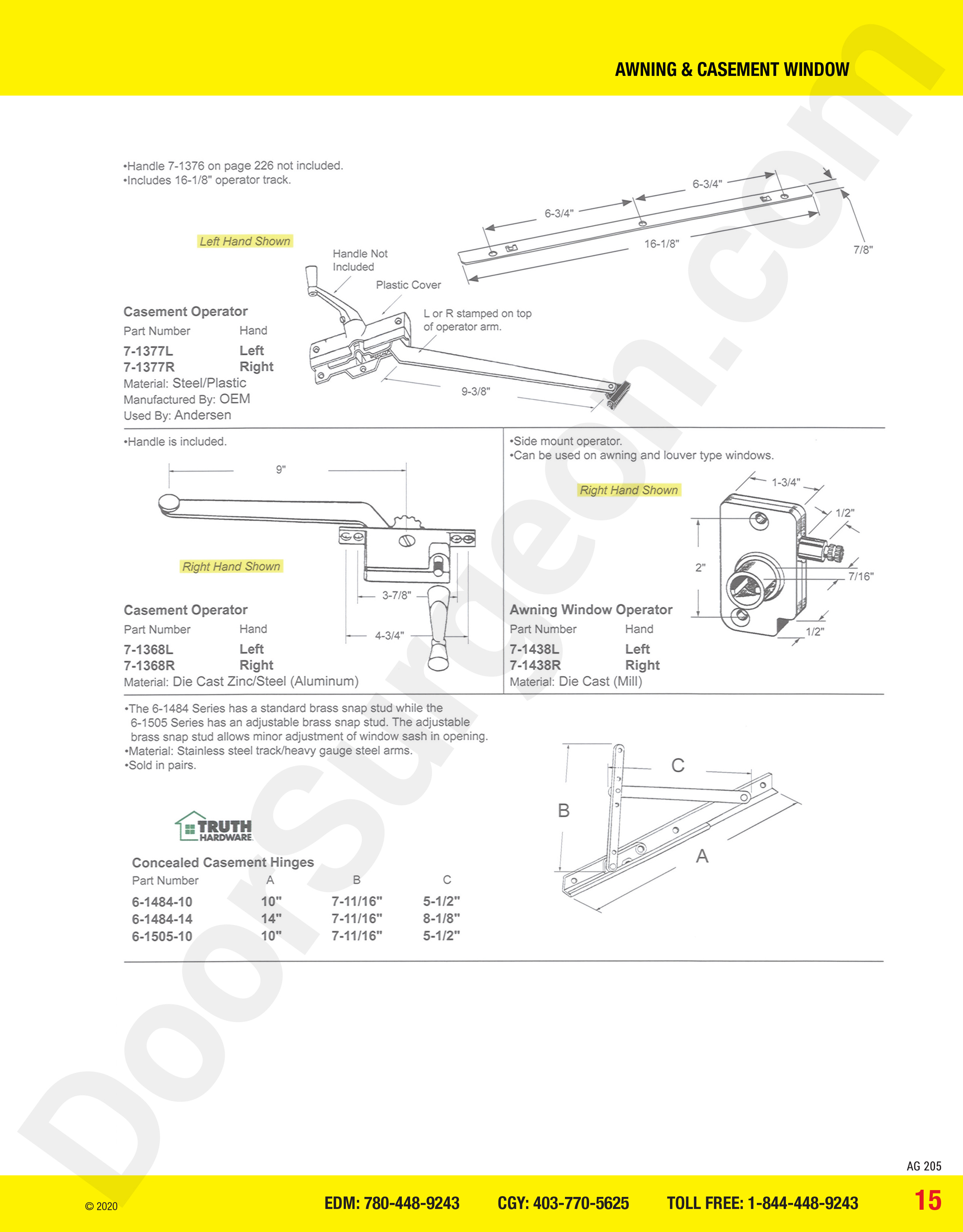 awning and casement window parts for operators