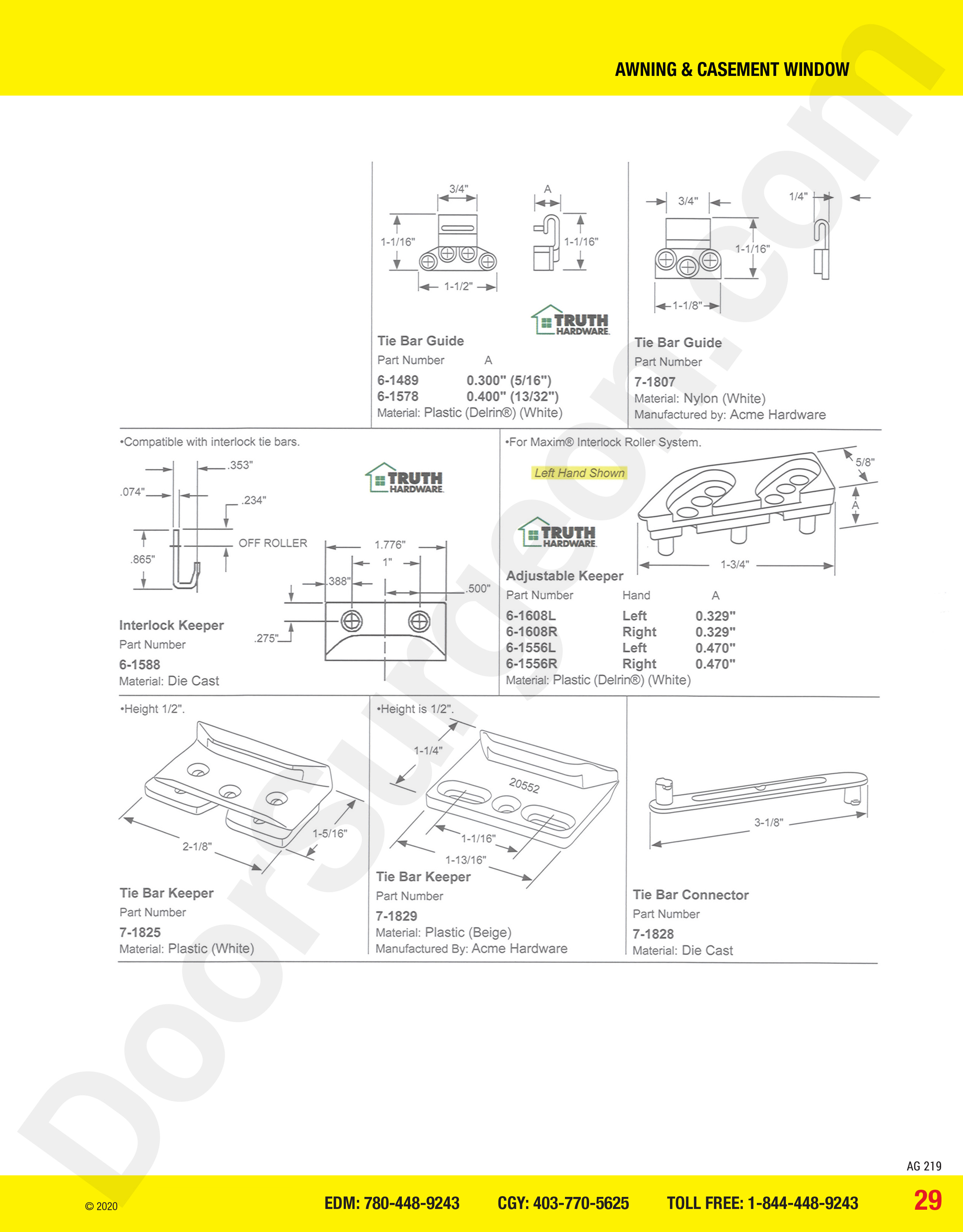 awning and casement window parts for locks