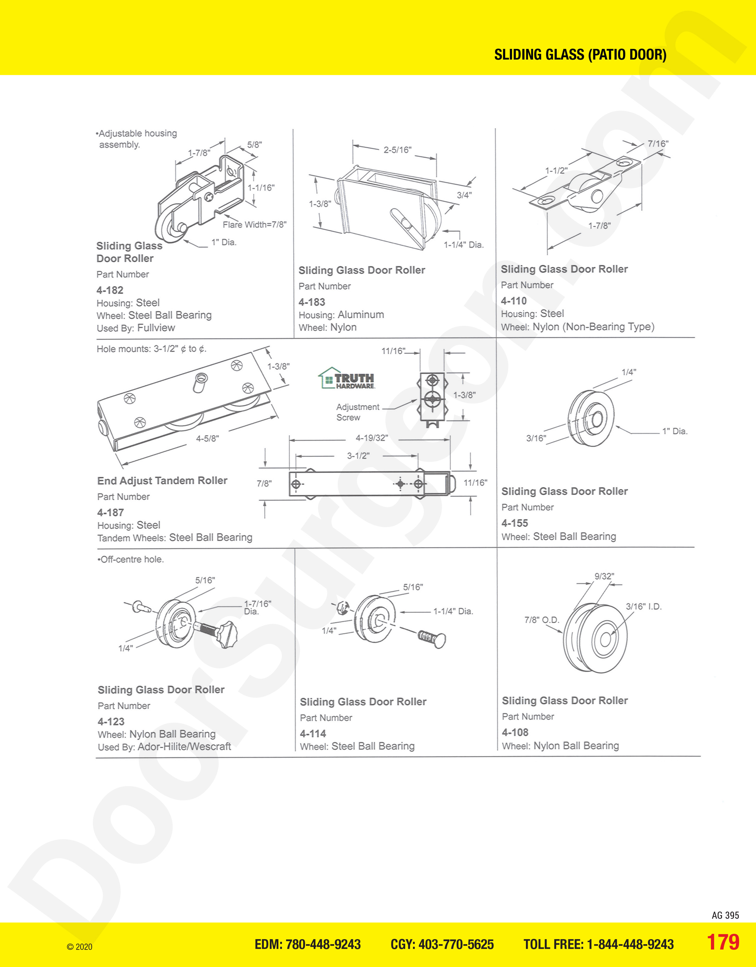 Sliding Glass and Patio Door rollers