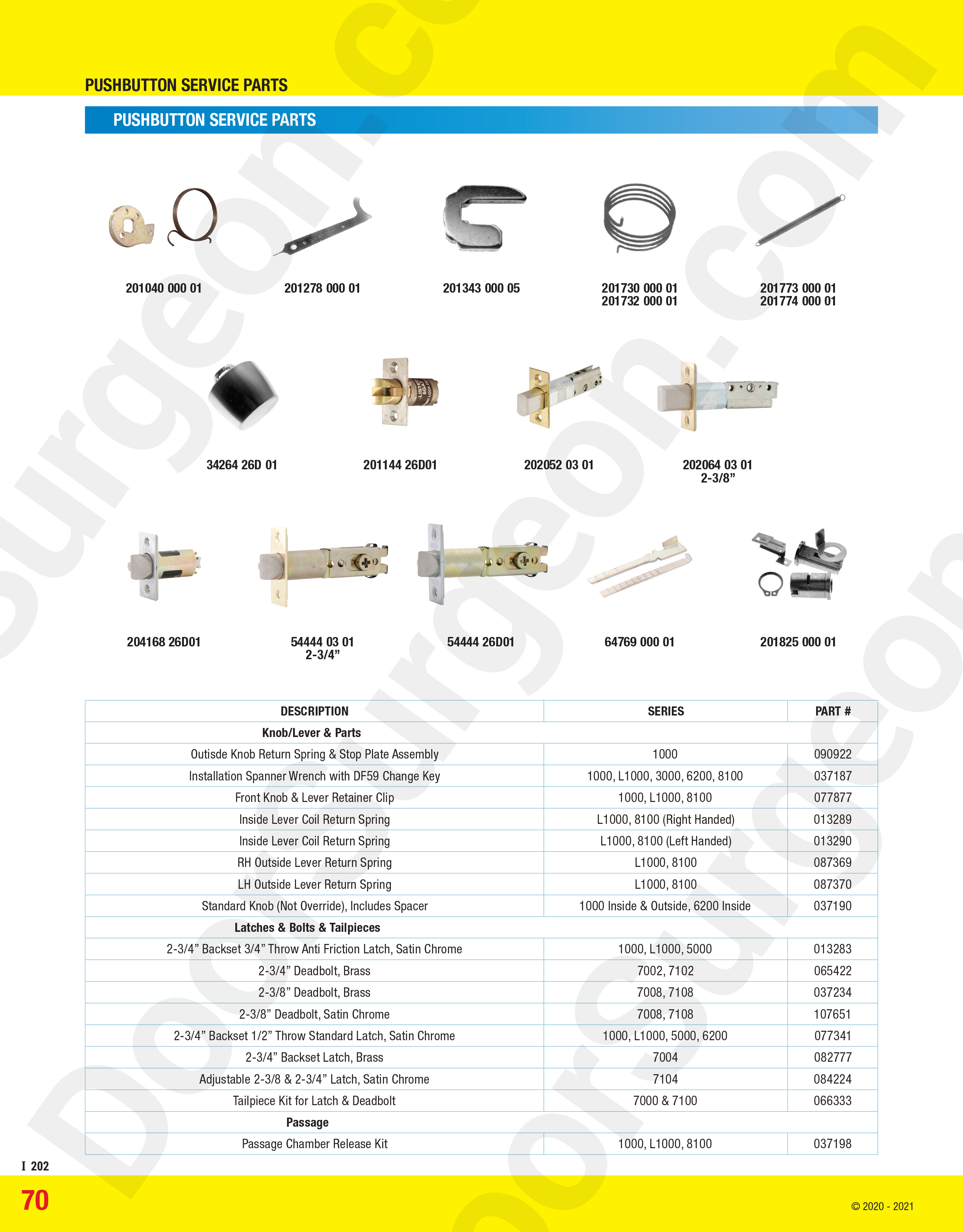 Deadlatches deadbolts springs tail-pieces and service parts for Dormakaba push-button digital entry.