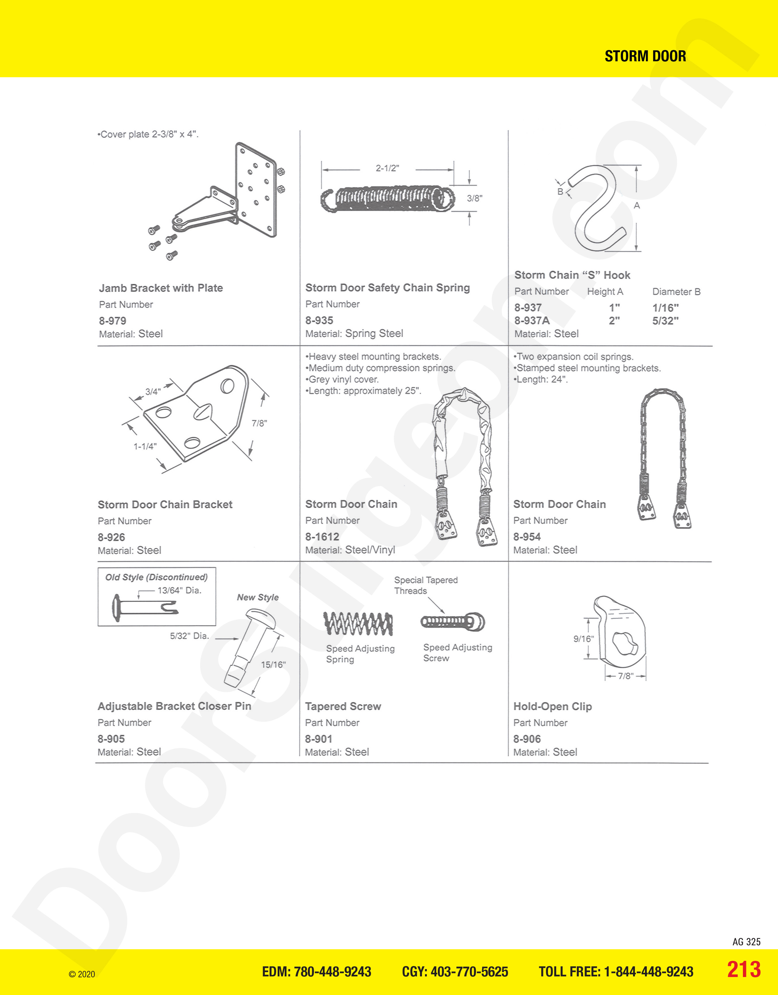 Storm Door brackets and chains