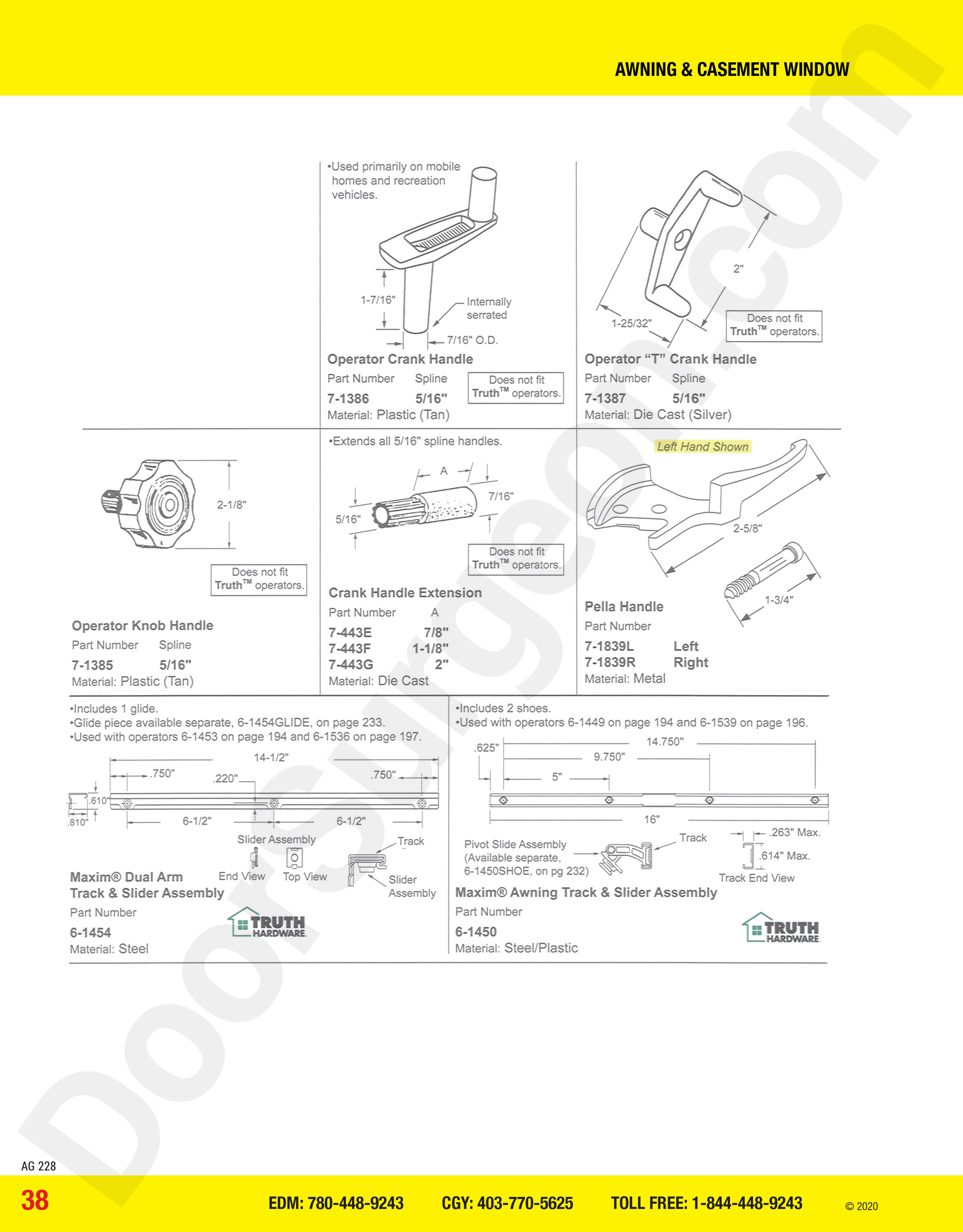 awning and casement window parts for truth hardware, maxim and pella